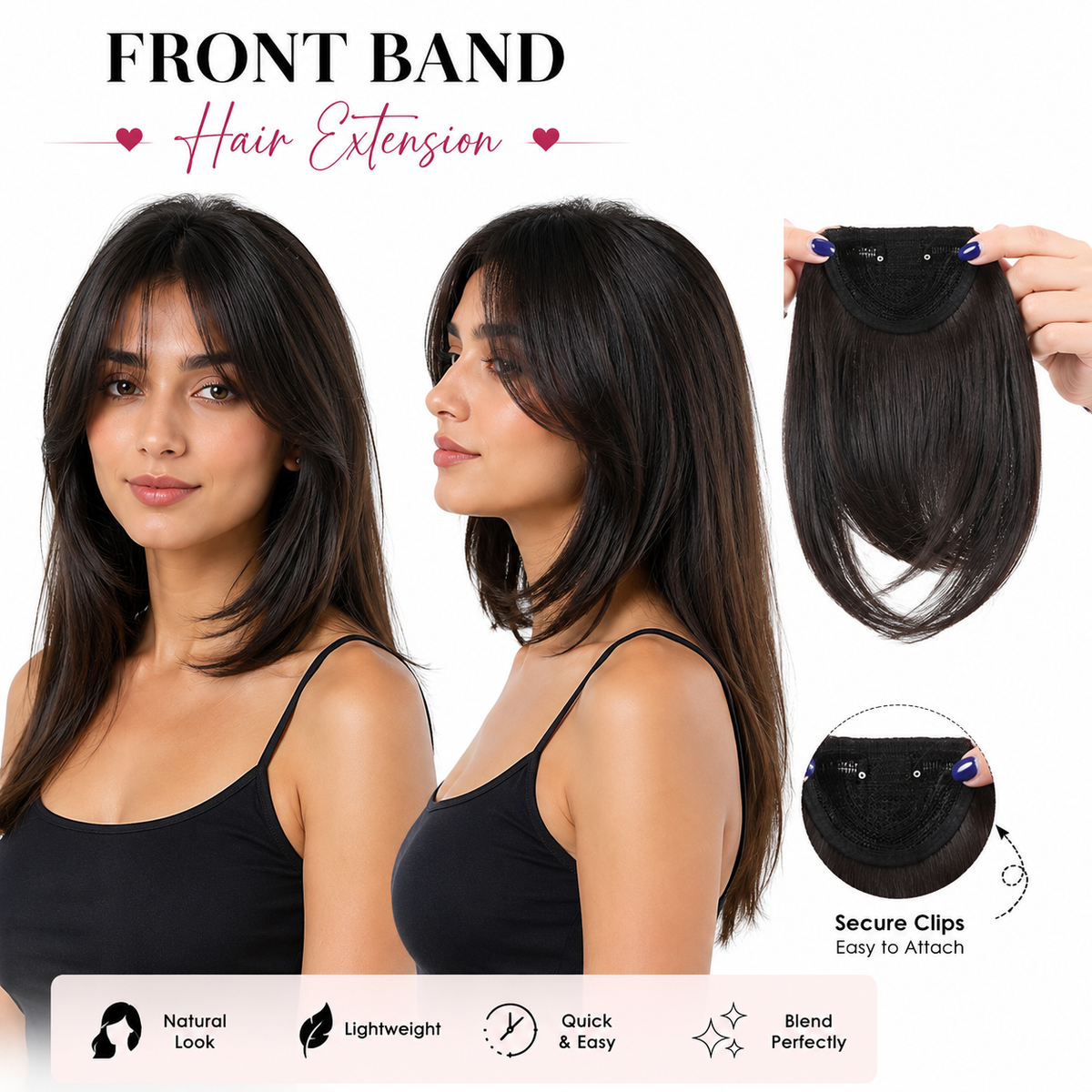 2clips Big Size and Thick Front Bang Extension